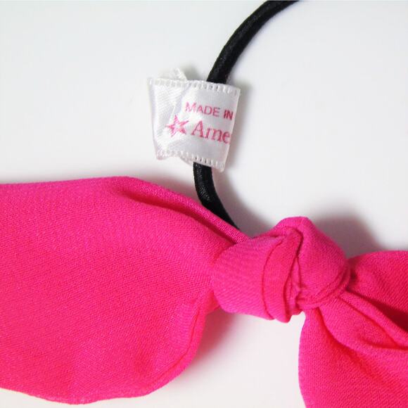 American Girl Hair Ties Doll Or Girl Set 2 Pink Floppy Bow Ponytail Holders New - Picture 2 of 3